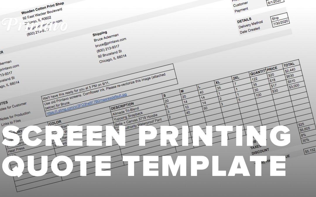 Screen Printing Invoice/Quote Template | How to Make a Screen Printing Quote | Free Download