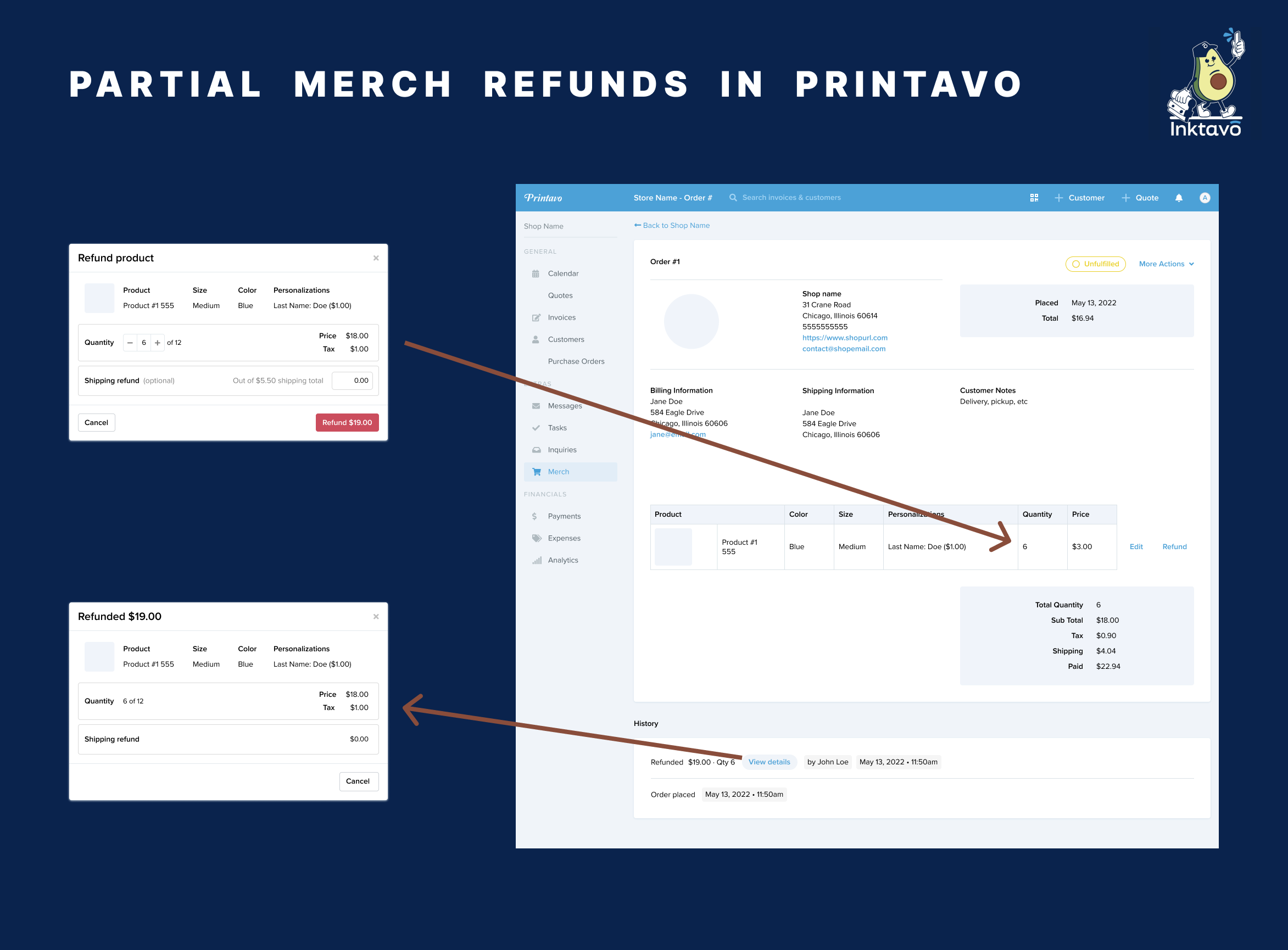 partial merch refunds